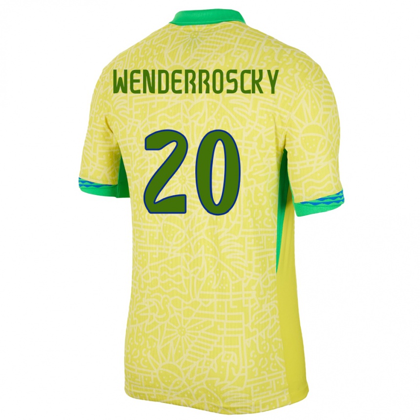 Niño Fútbol Camiseta Brasil Arthur Wenderroscky #20 Amarillo 1ª Equipación 24-26 Perú