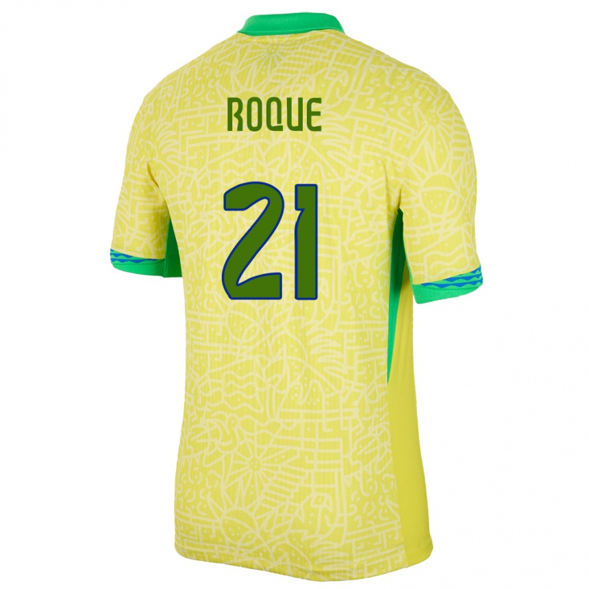 Niño Fútbol Camiseta Brasil Vitor Roque #21 Amarillo 1ª Equipación 24-26 Perú