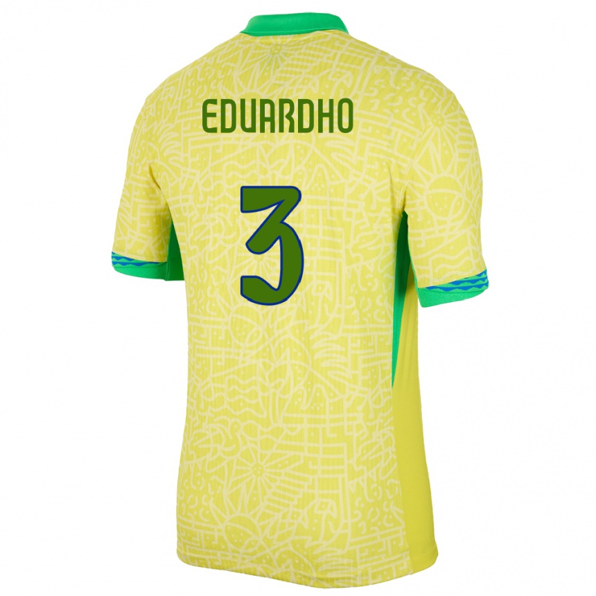 Niño Fútbol Camiseta Brasil Eduardho #3 Amarillo 1ª Equipación 24-26 Perú