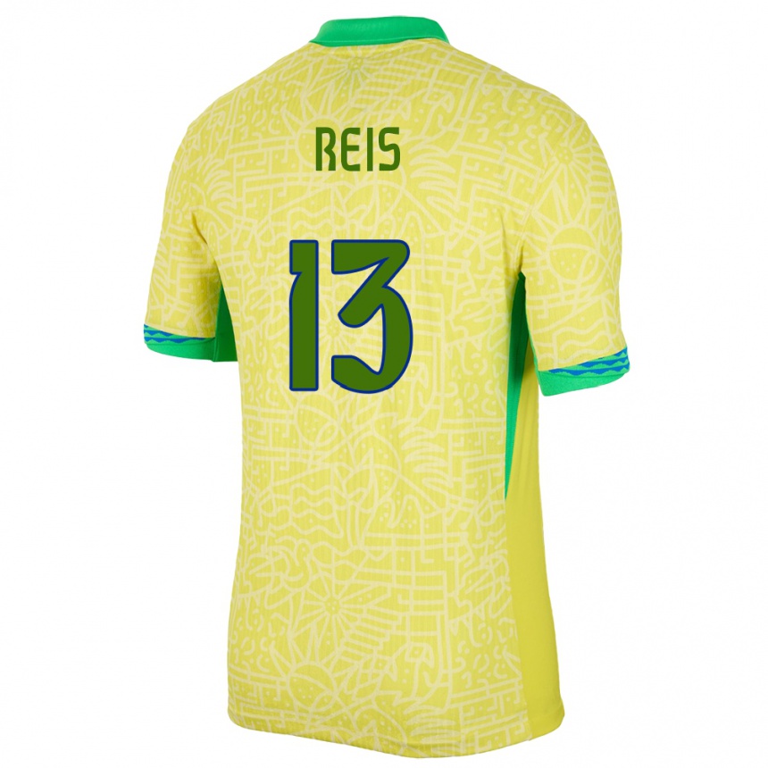 Niño Fútbol Camiseta Brasil Vitor Reis #13 Amarillo 1ª Equipación 24-26 Perú