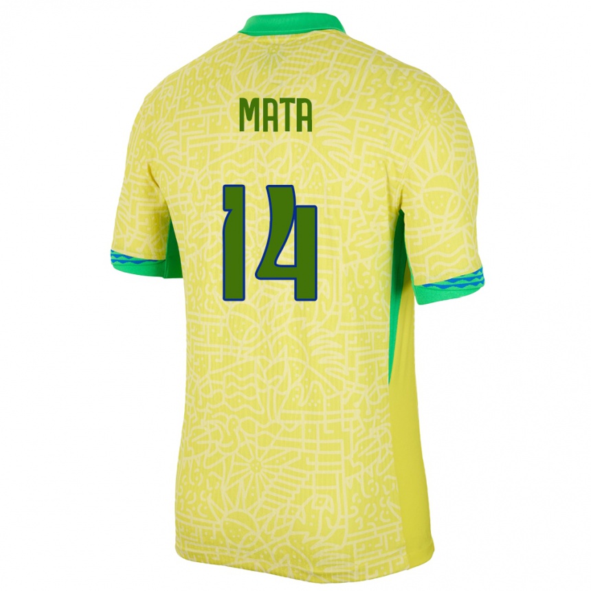 Niño Fútbol Camiseta Brasil Da Mata #14 Amarillo 1ª Equipación 24-26 Perú