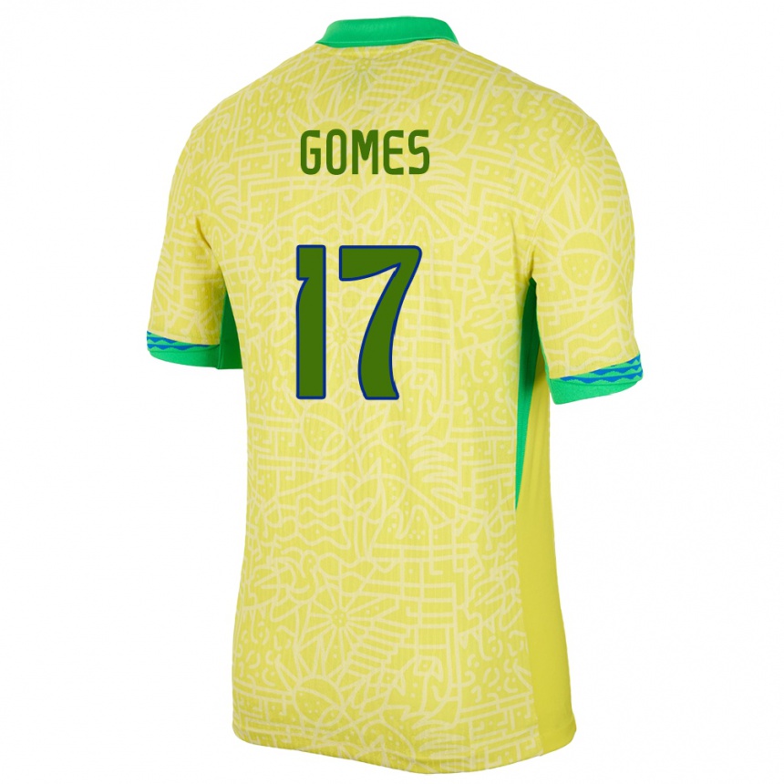 Niño Fútbol Camiseta Brasil William Gomes #17 Amarillo 1ª Equipación 24-26 Perú