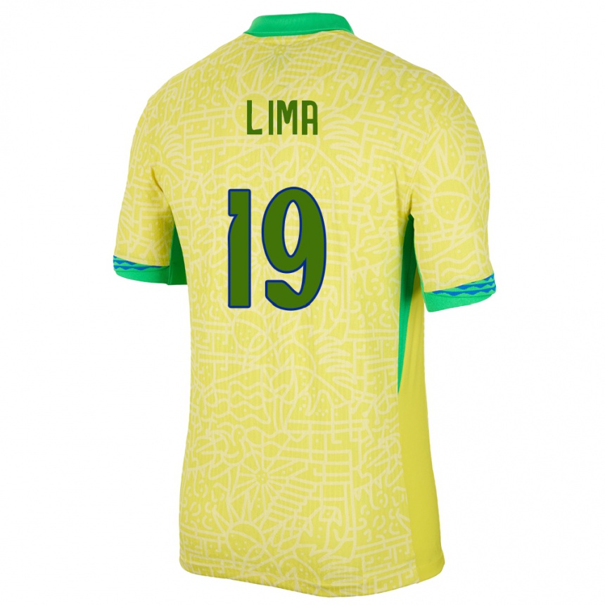 Niño Fútbol Camiseta Brasil Felipe Lima #19 Amarillo 1ª Equipación 24-26 Perú