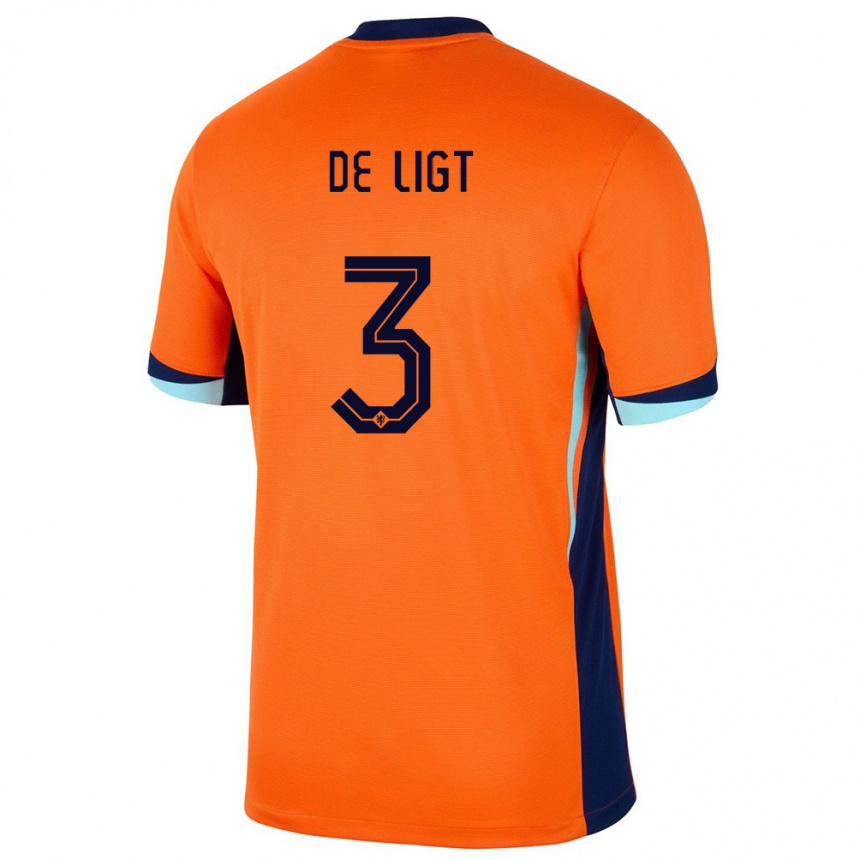 Niño Fútbol Camiseta Países Bajos Matthijs De Ligt #3 Naranja 1ª Equipación 24-26 Perú