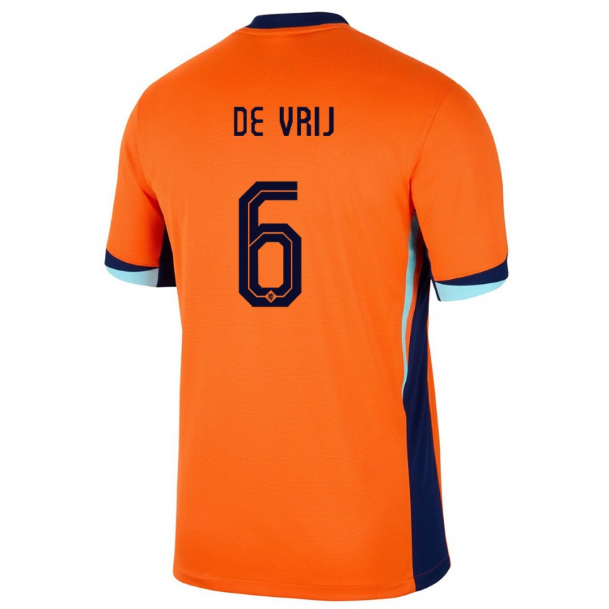 Niño Fútbol Camiseta Países Bajos Stefan De Vrij #6 Naranja 1ª Equipación 24-26 Perú