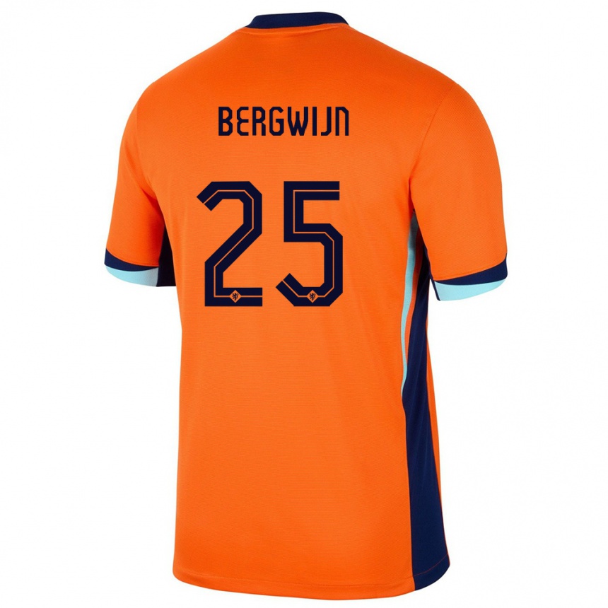 Niño Fútbol Camiseta Países Bajos Steven Bergwijn #25 Naranja 1ª Equipación 24-26 Perú