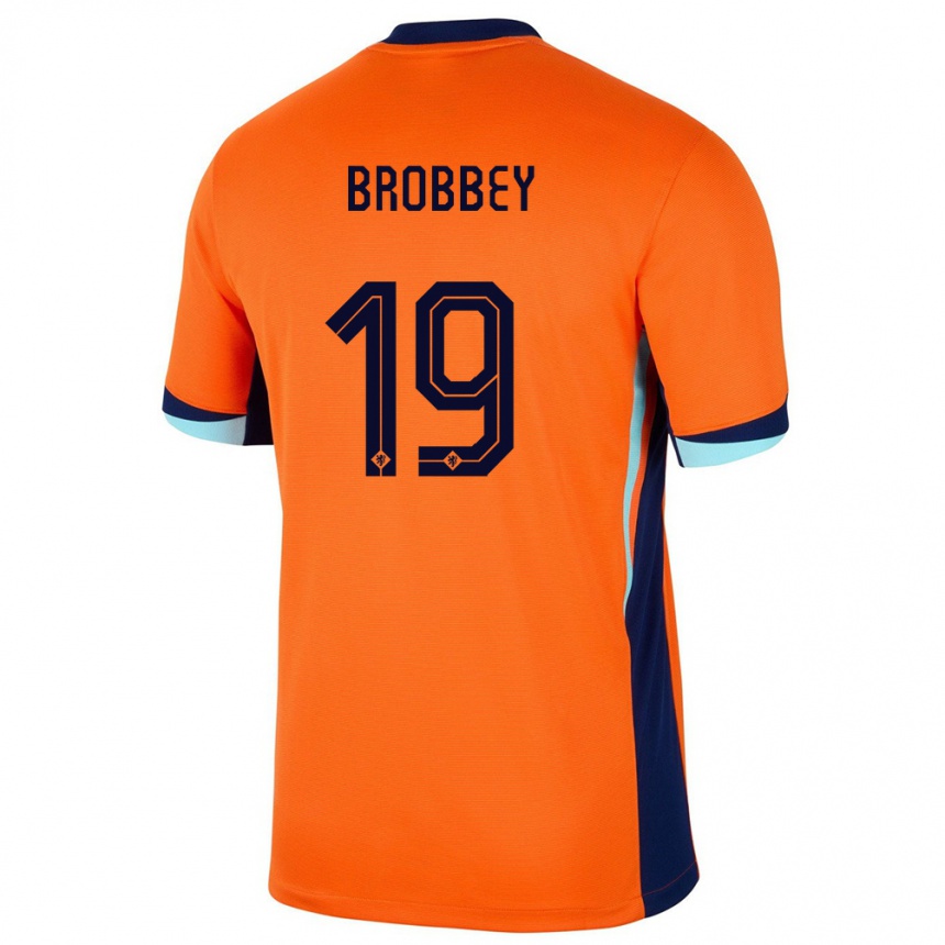 Niño Fútbol Camiseta Países Bajos Brian Brobbey #19 Naranja 1ª Equipación 24-26 Perú