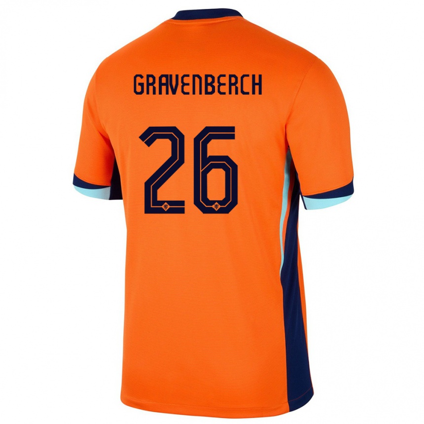 Niño Fútbol Camiseta Países Bajos Ryan Gravenberch #26 Naranja 1ª Equipación 24-26 Perú