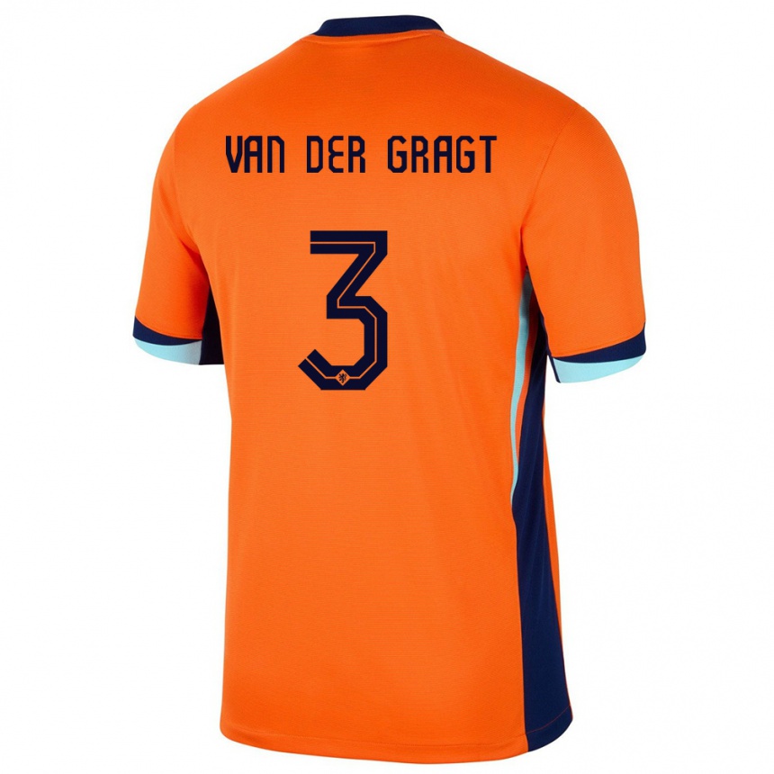 Niño Fútbol Camiseta Países Bajos Stefanie Van Der Gragt #3 Naranja 1ª Equipación 24-26 Perú