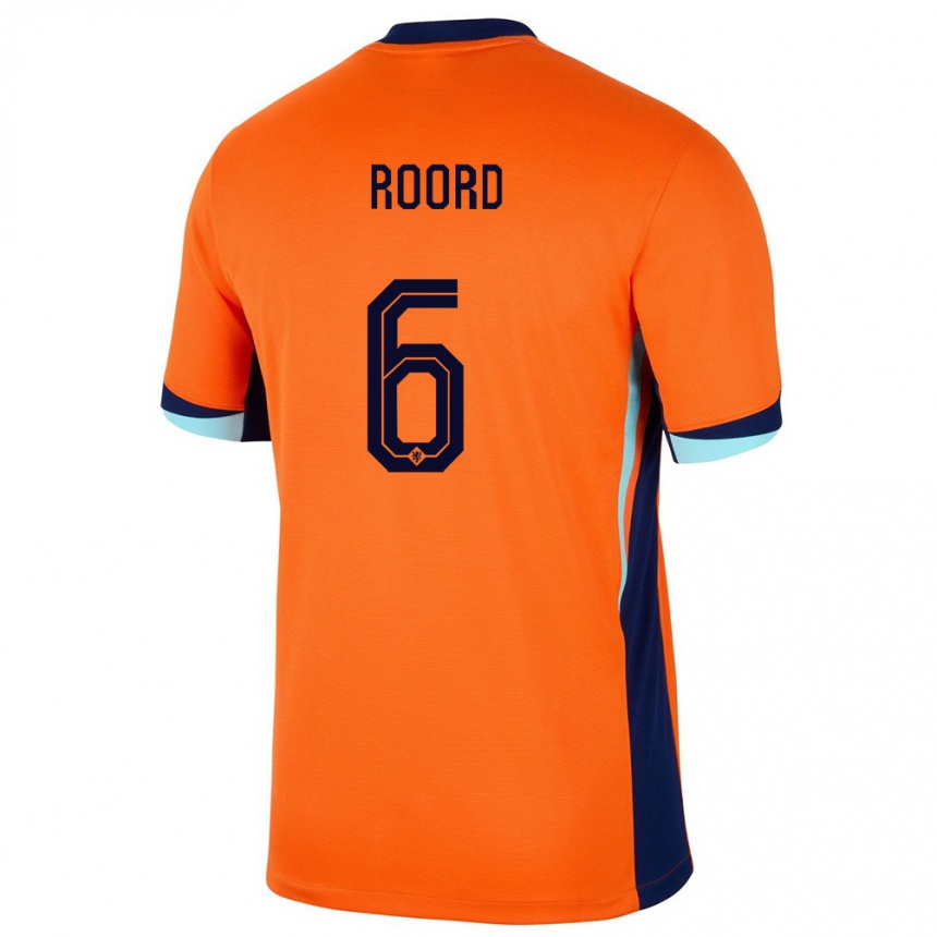 Niño Fútbol Camiseta Países Bajos Jill Roord #6 Naranja 1ª Equipación 24-26 Perú