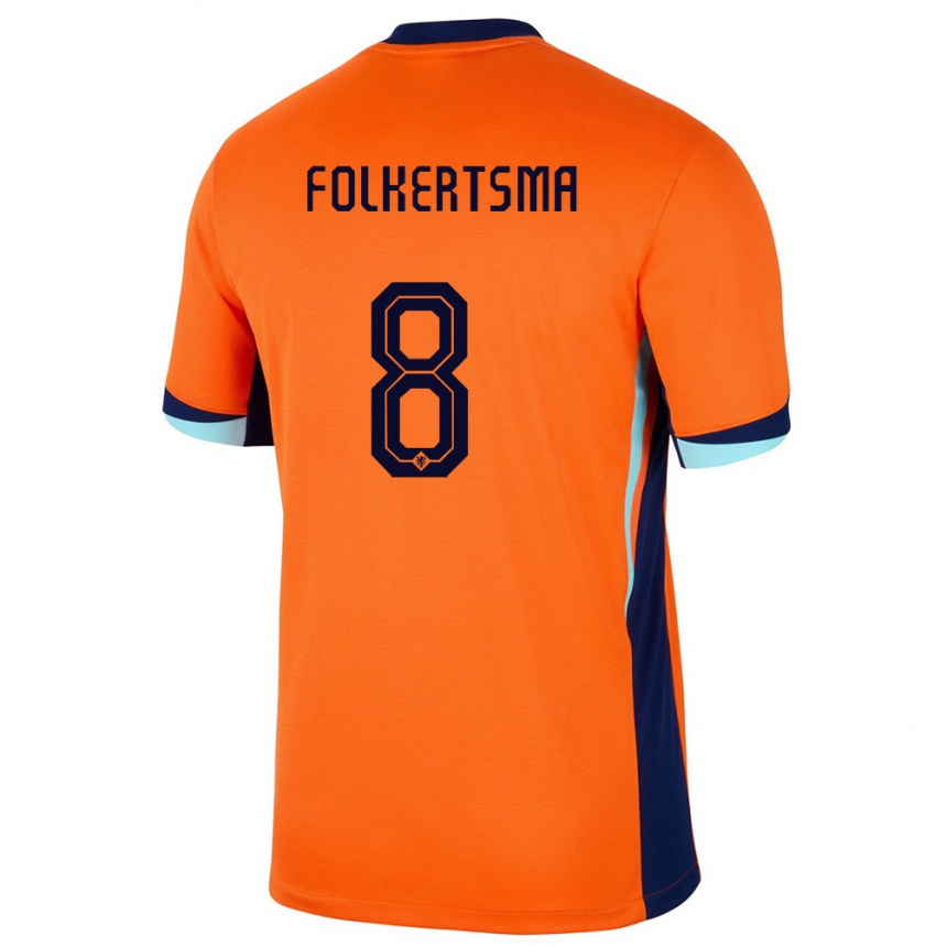 Niño Fútbol Camiseta Países Bajos Sisca Folkertsma #8 Naranja 1ª Equipación 24-26 Perú