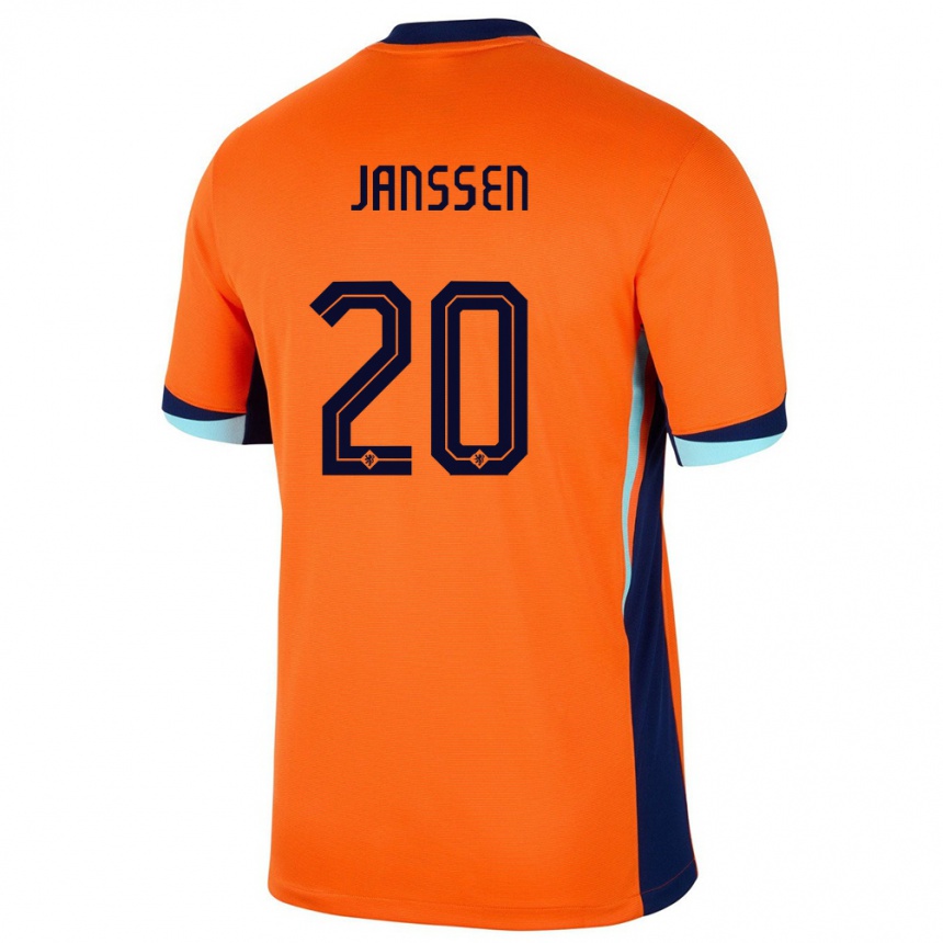 Niño Fútbol Camiseta Países Bajos Dominique Janssen #20 Naranja 1ª Equipación 24-26 Perú