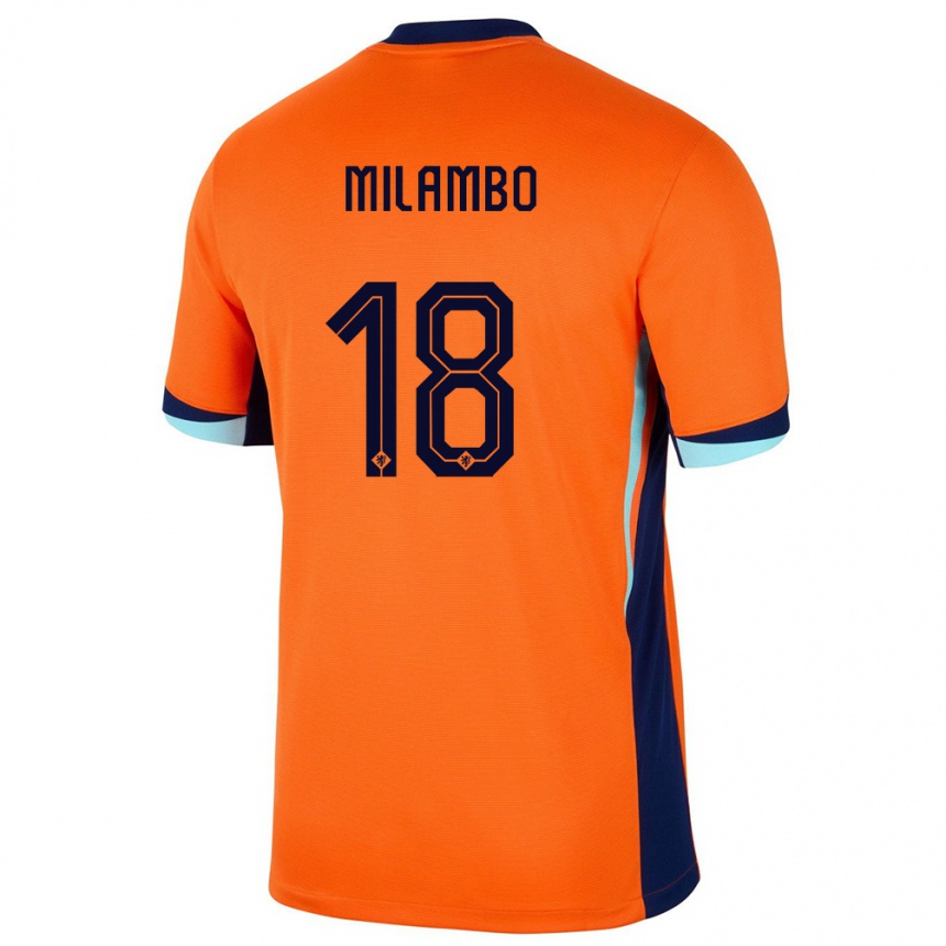 Niño Fútbol Camiseta Países Bajos Antoni Milambo #18 Naranja 1ª Equipación 24-26 Perú