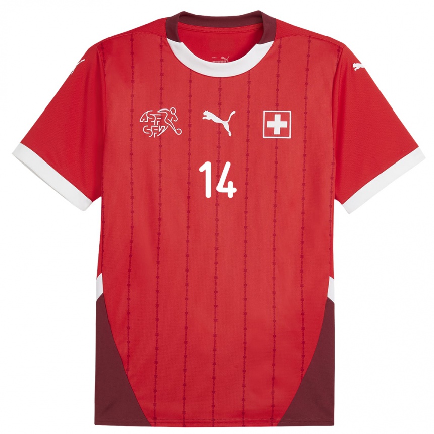 Niño Fútbol Camiseta Suiza Federico Crescenti #14 Rojo 1ª Equipación 24-26 Perú