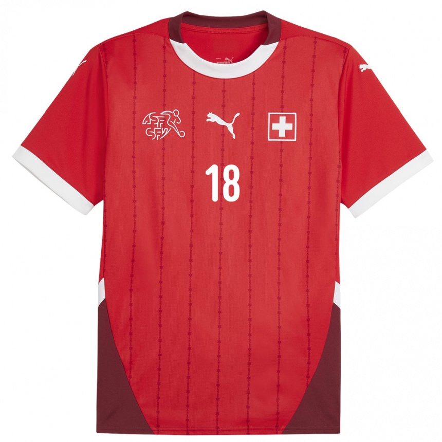 Niño Fútbol Camiseta Suiza Admir Mehmedi #18 Rojo 1ª Equipación 24-26 Perú