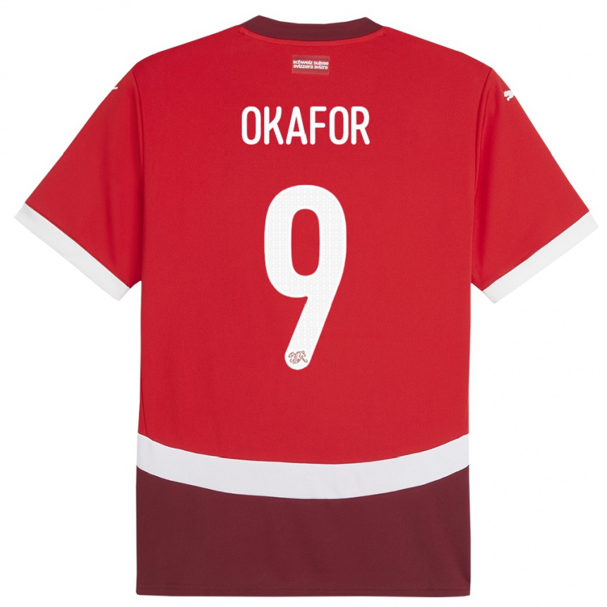 Niño Fútbol Camiseta Suiza Noah Okafor #9 Rojo 1ª Equipación 24-26 Perú