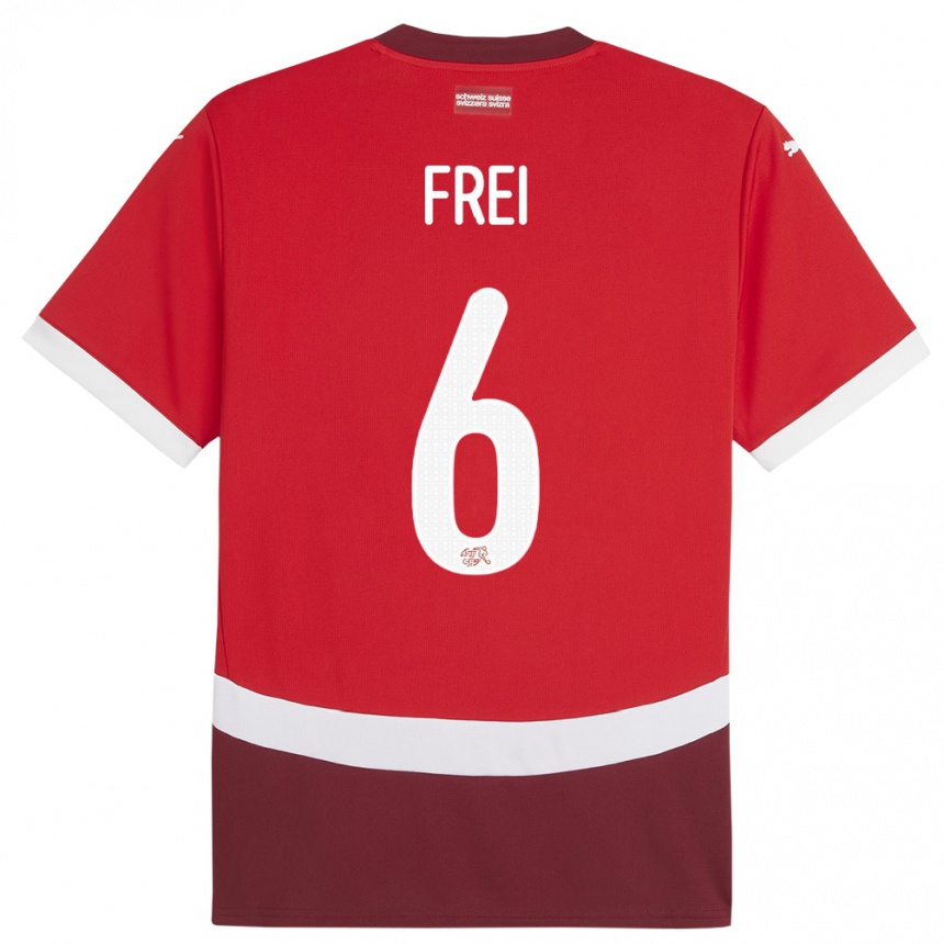 Niño Fútbol Camiseta Suiza Fabian Frei #6 Rojo 1ª Equipación 24-26 Perú