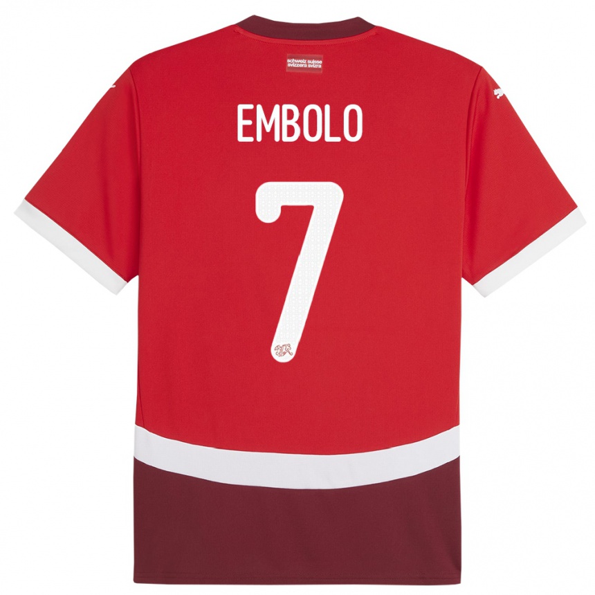 Niño Fútbol Camiseta Suiza Breel Embolo #7 Rojo 1ª Equipación 24-26 Perú