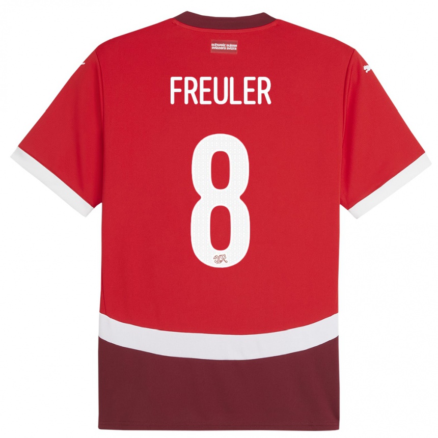 Niño Fútbol Camiseta Suiza Remo Freuler #8 Rojo 1ª Equipación 24-26 Perú