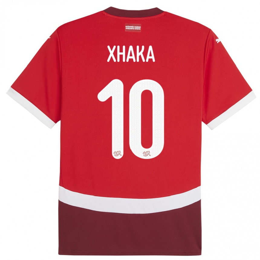 Niño Fútbol Camiseta Suiza Granit Xhaka #10 Rojo 1ª Equipación 24-26 Perú