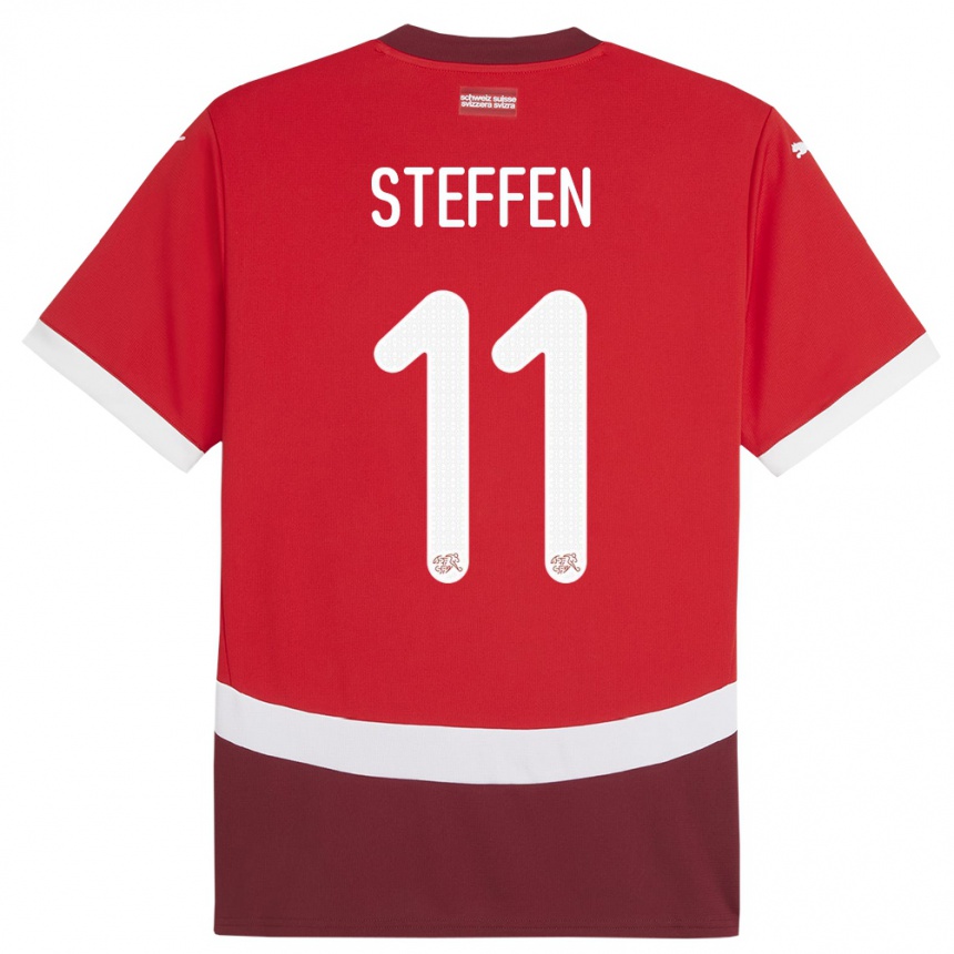 Niño Fútbol Camiseta Suiza Renato Steffen #11 Rojo 1ª Equipación 24-26 Perú