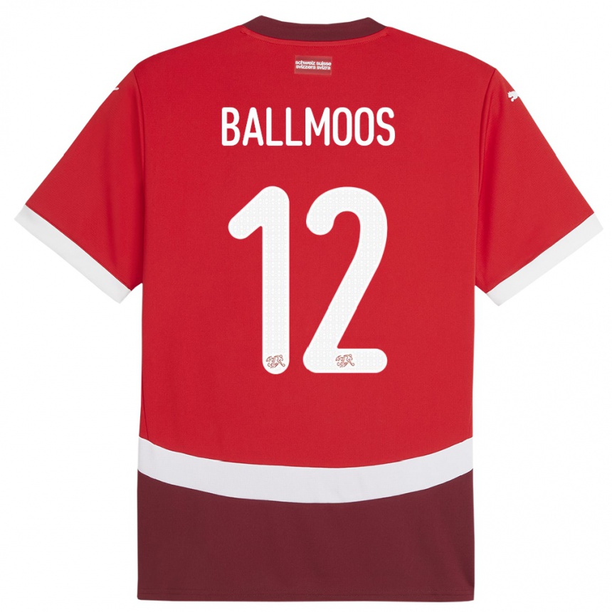 Niño Fútbol Camiseta Suiza David Von Ballmoos #12 Rojo 1ª Equipación 24-26 Perú