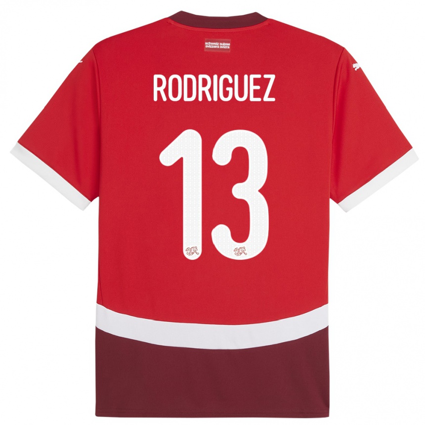 Niño Fútbol Camiseta Suiza Ricardo Rodriguez #13 Rojo 1ª Equipación 24-26 Perú