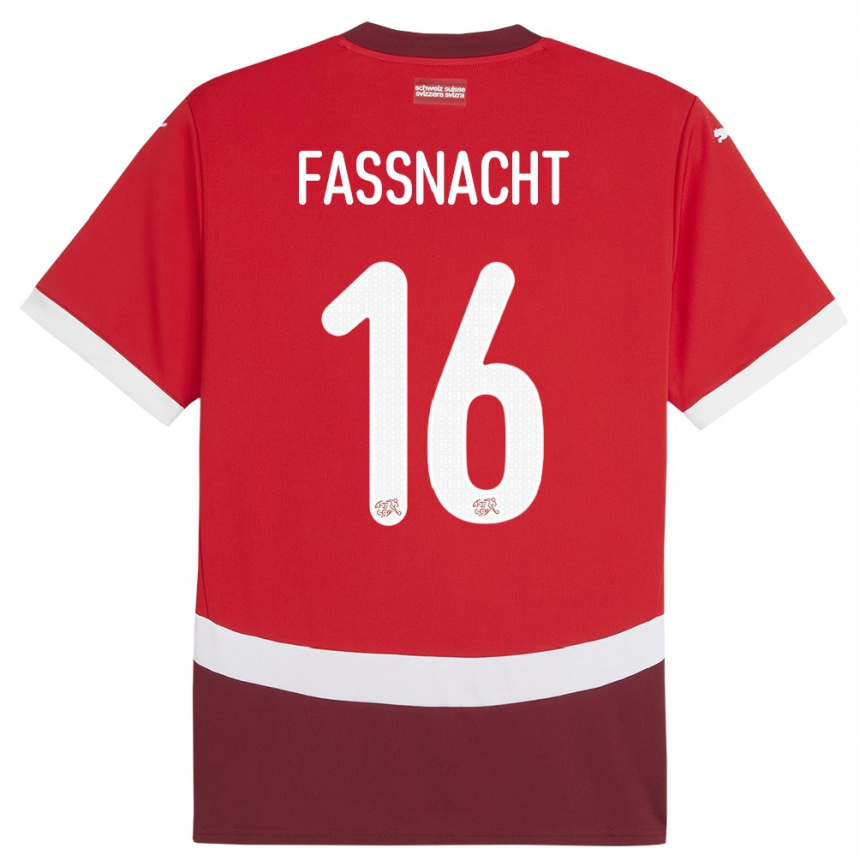 Niño Fútbol Camiseta Suiza Christian Fassnacht #16 Rojo 1ª Equipación 24-26 Perú