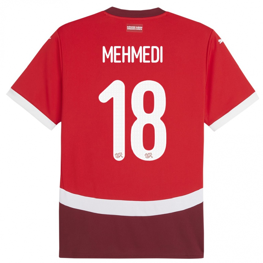 Niño Fútbol Camiseta Suiza Admir Mehmedi #18 Rojo 1ª Equipación 24-26 Perú