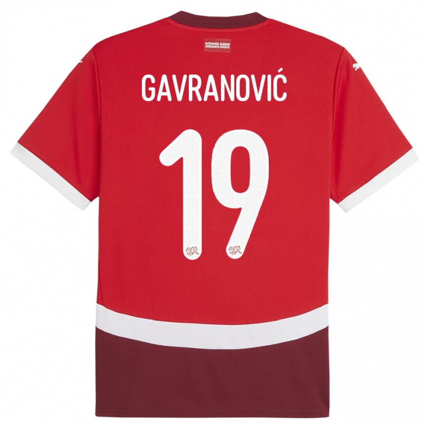 Niño Fútbol Camiseta Suiza Mario Gavranovic #19 Rojo 1ª Equipación 24-26 Perú