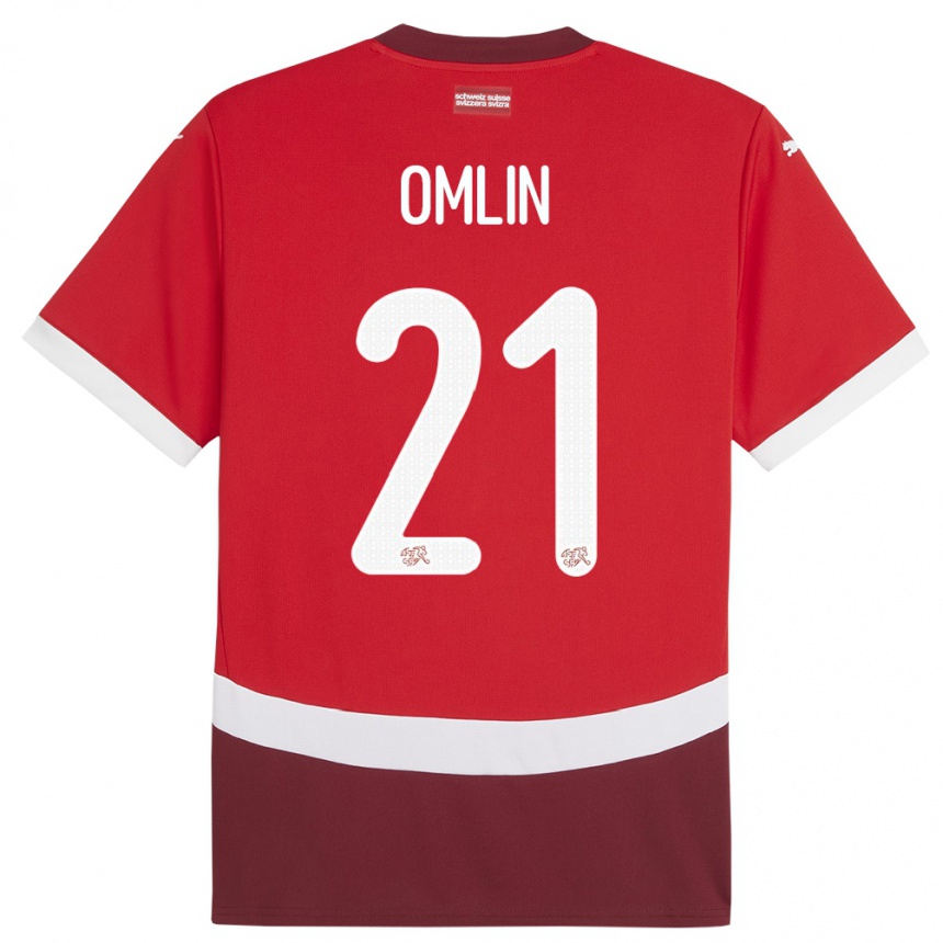 Niño Fútbol Camiseta Suiza Jonas Omlin #21 Rojo 1ª Equipación 24-26 Perú