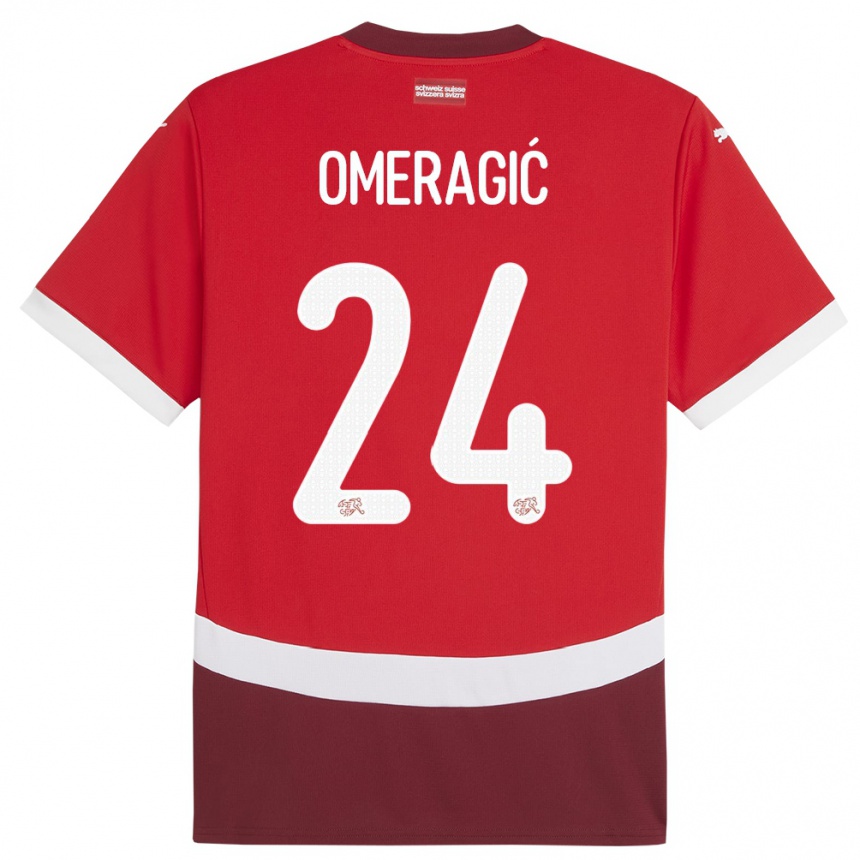 Niño Fútbol Camiseta Suiza Becir Omeragic #24 Rojo 1ª Equipación 24-26 Perú