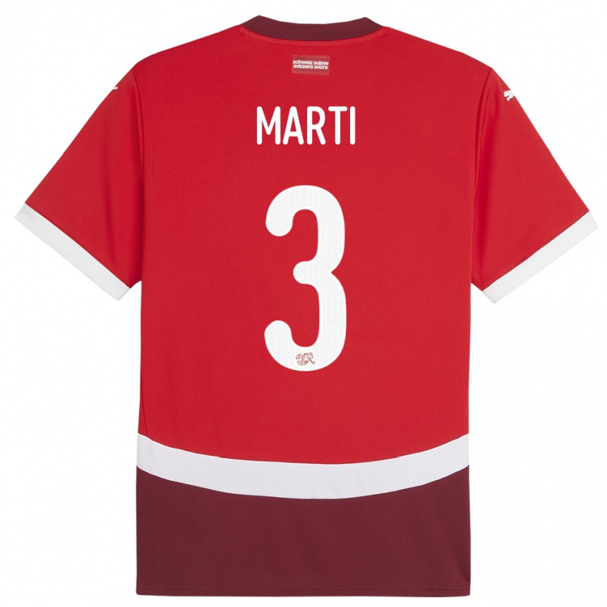 Niño Fútbol Camiseta Suiza Lara Marti #3 Rojo 1ª Equipación 24-26 Perú