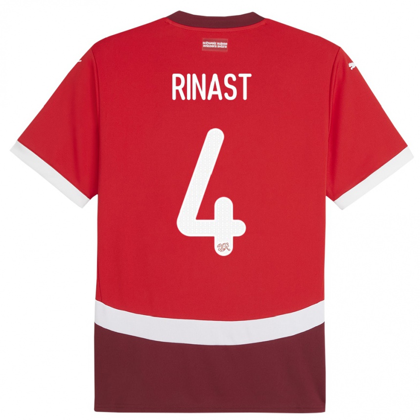 Niño Fútbol Camiseta Suiza Rachel Rinast #4 Rojo 1ª Equipación 24-26 Perú