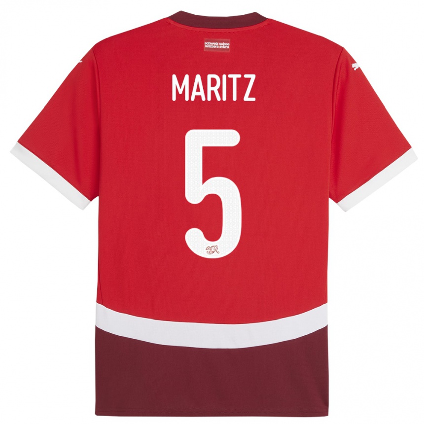 Niño Fútbol Camiseta Suiza Noelle Maritz #5 Rojo 1ª Equipación 24-26 Perú