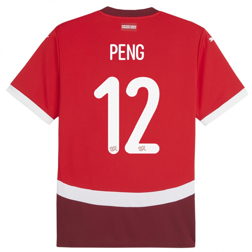 Niño Fútbol Camiseta Suiza Livia Peng #12 Rojo 1ª Equipación 24-26 Perú