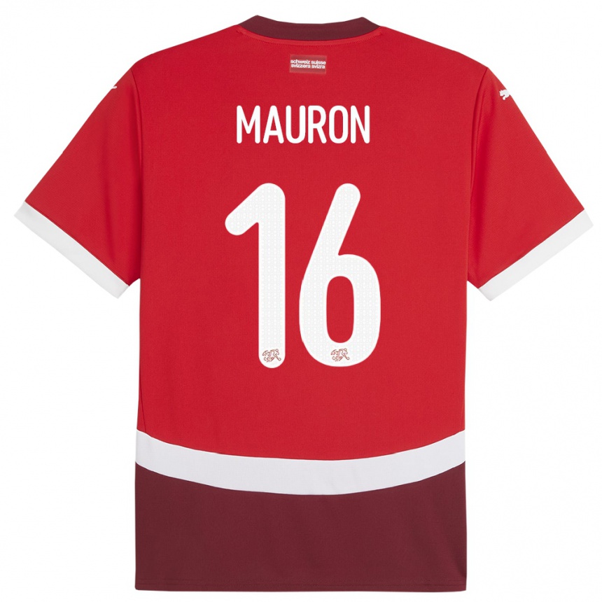 Niño Fútbol Camiseta Suiza Sandrine Mauron #16 Rojo 1ª Equipación 24-26 Perú