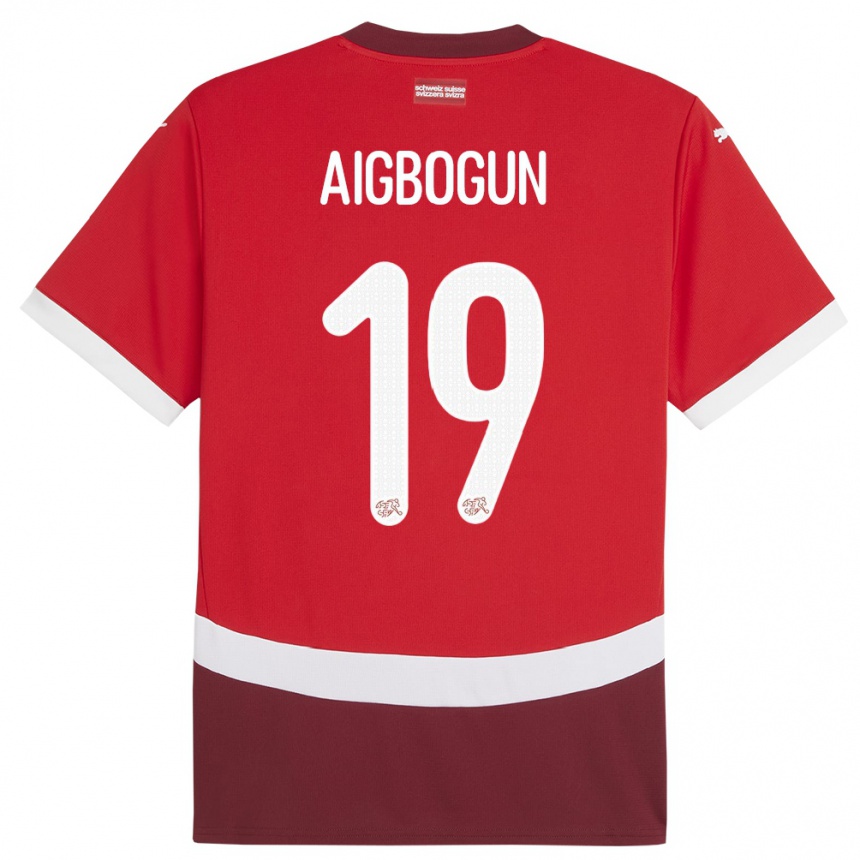 Niño Fútbol Camiseta Suiza Eseosa Aigbogun #19 Rojo 1ª Equipación 24-26 Perú