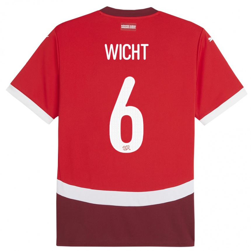 Niño Fútbol Camiseta Suiza Nathan Wicht #6 Rojo 1ª Equipación 24-26 Perú