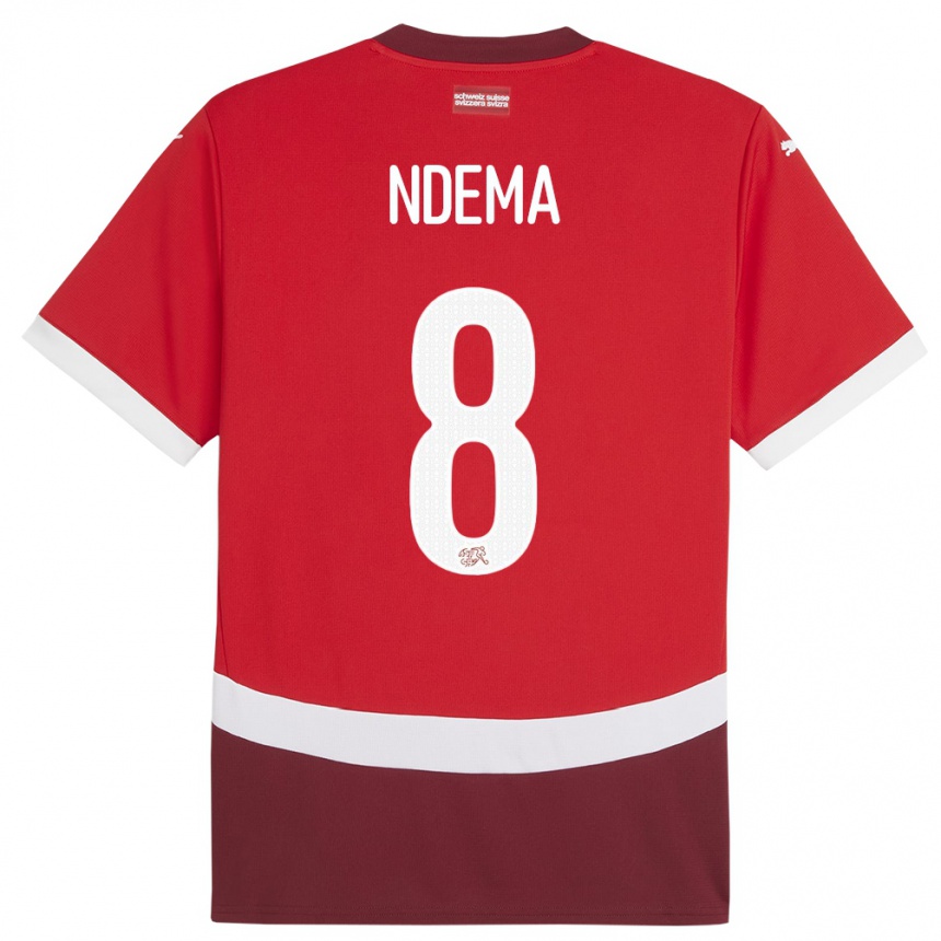 Niño Fútbol Camiseta Suiza Lois Ndema #8 Rojo 1ª Equipación 24-26 Perú