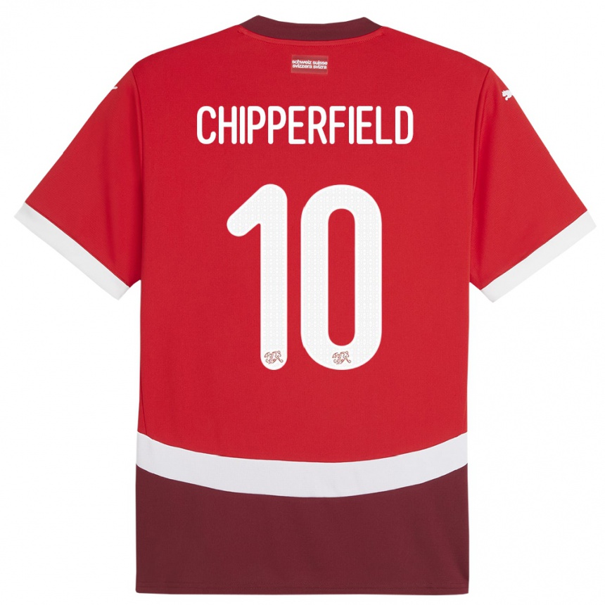 Niño Fútbol Camiseta Suiza Liam Chipperfield #10 Rojo 1ª Equipación 24-26 Perú