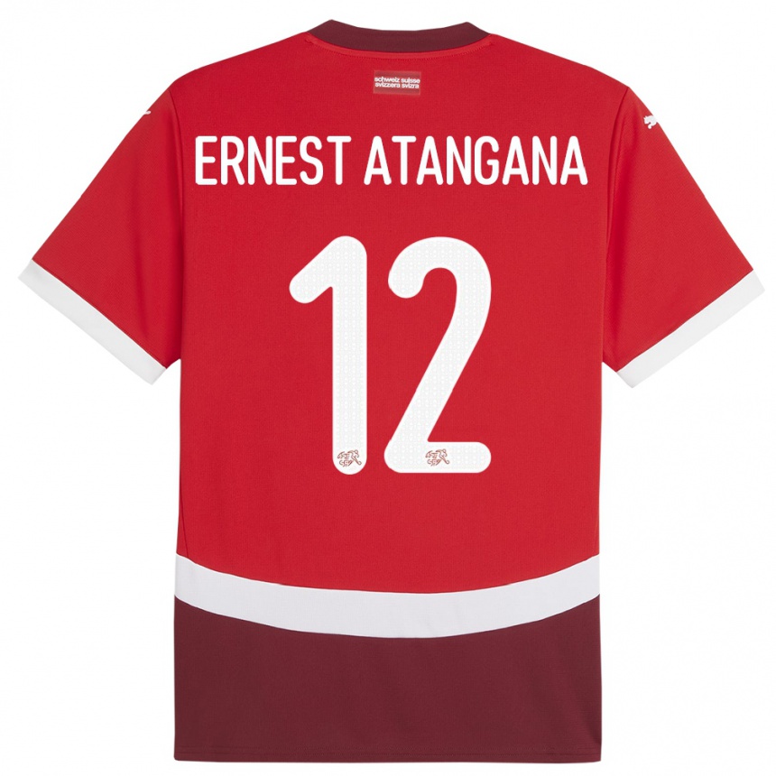 Niño Fútbol Camiseta Suiza Brian Ernest Atangana #12 Rojo 1ª Equipación 24-26 Perú