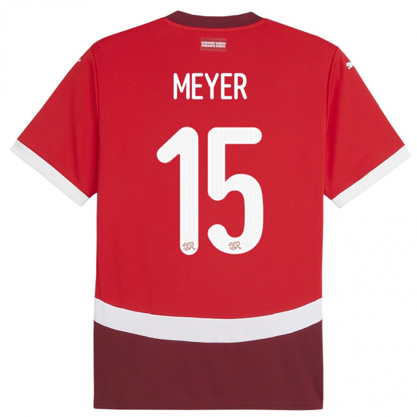 Niño Fútbol Camiseta Suiza Leny Meyer #15 Rojo 1ª Equipación 24-26 Perú