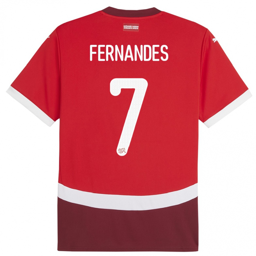 Niño Fútbol Camiseta Suiza Ruben Fernandes #7 Rojo 1ª Equipación 24-26 Perú