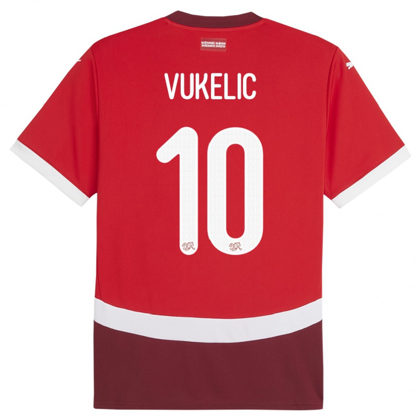 Niño Fútbol Camiseta Suiza Mile Vukelic #10 Rojo 1ª Equipación 24-26 Perú