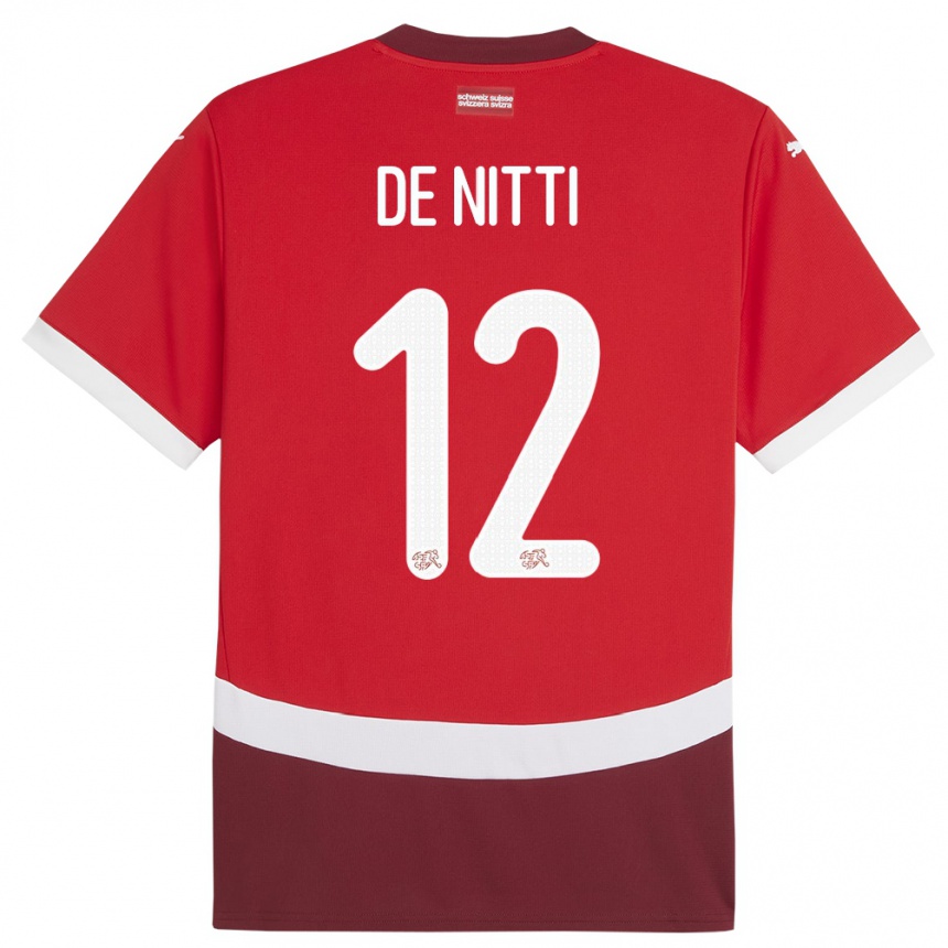 Niño Fútbol Camiseta Suiza Gianni De Nitti #12 Rojo 1ª Equipación 24-26 Perú