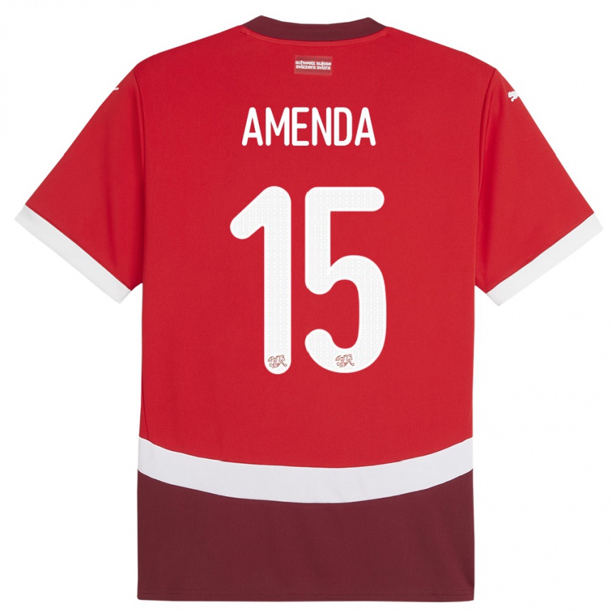 Niño Fútbol Camiseta Suiza Aurele Amenda #15 Rojo 1ª Equipación 24-26 Perú