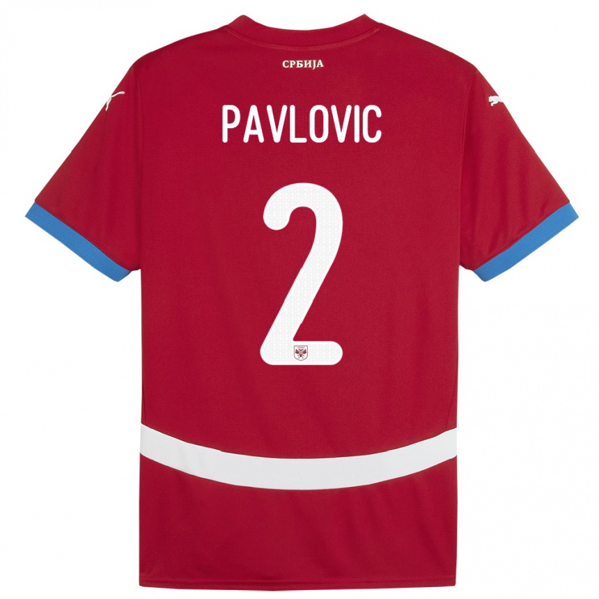 Niño Fútbol Camiseta Serbia Strahinja Pavlovic #2 Rojo 1ª Equipación 24-26 Perú