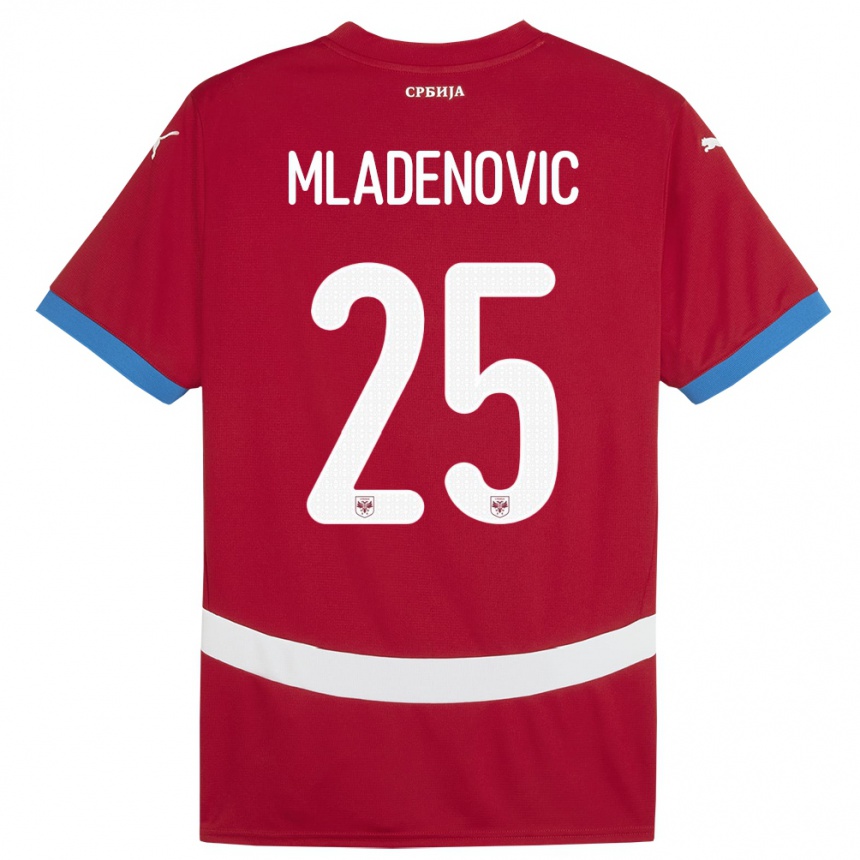 Niño Fútbol Camiseta Serbia Filip Mladenovic #25 Rojo 1ª Equipación 24-26 Perú