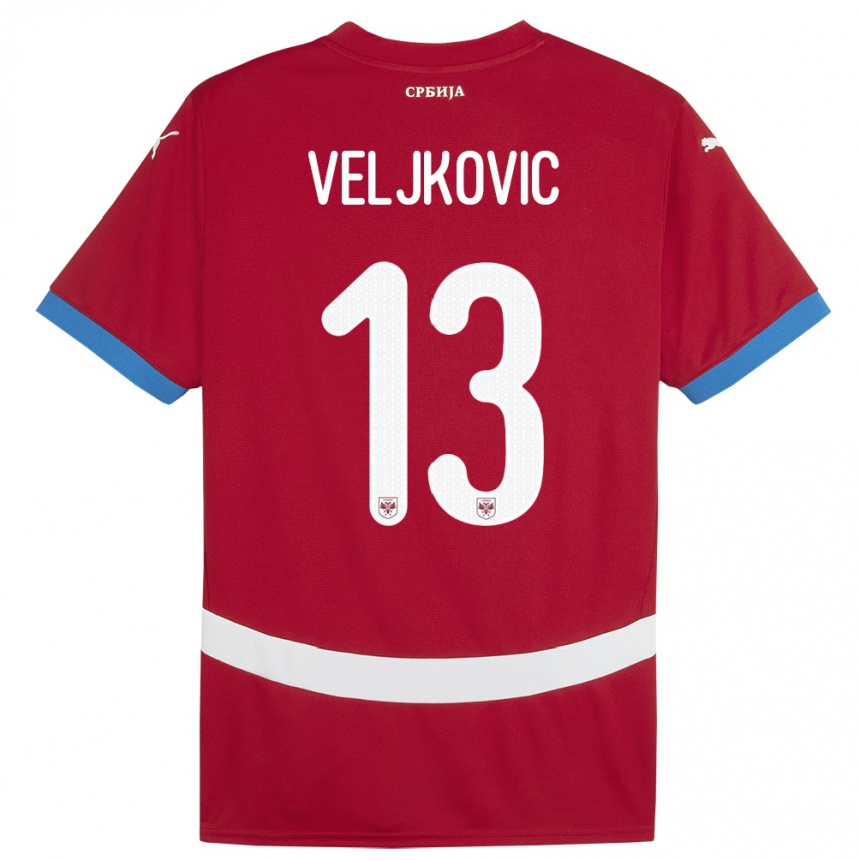 Niño Fútbol Camiseta Serbia Milos Veljkovic #13 Rojo 1ª Equipación 24-26 Perú